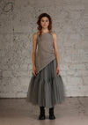 Marc Le Bihan patchwork layered skirt France Handmade MLB-2583-DUSTY GREY
